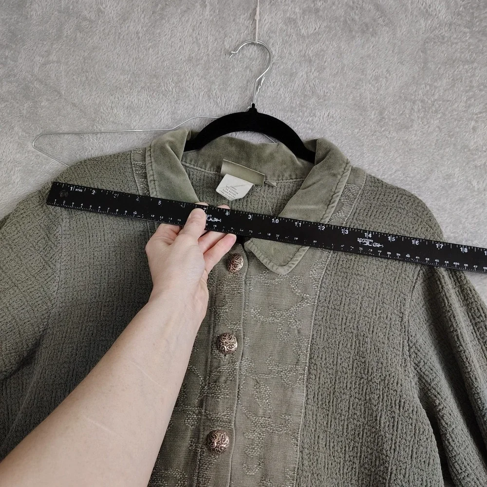 Mark & Mazie Green‎ Shacket Womens M Velvet Corduroy Lagenlook Woodland Fairy
